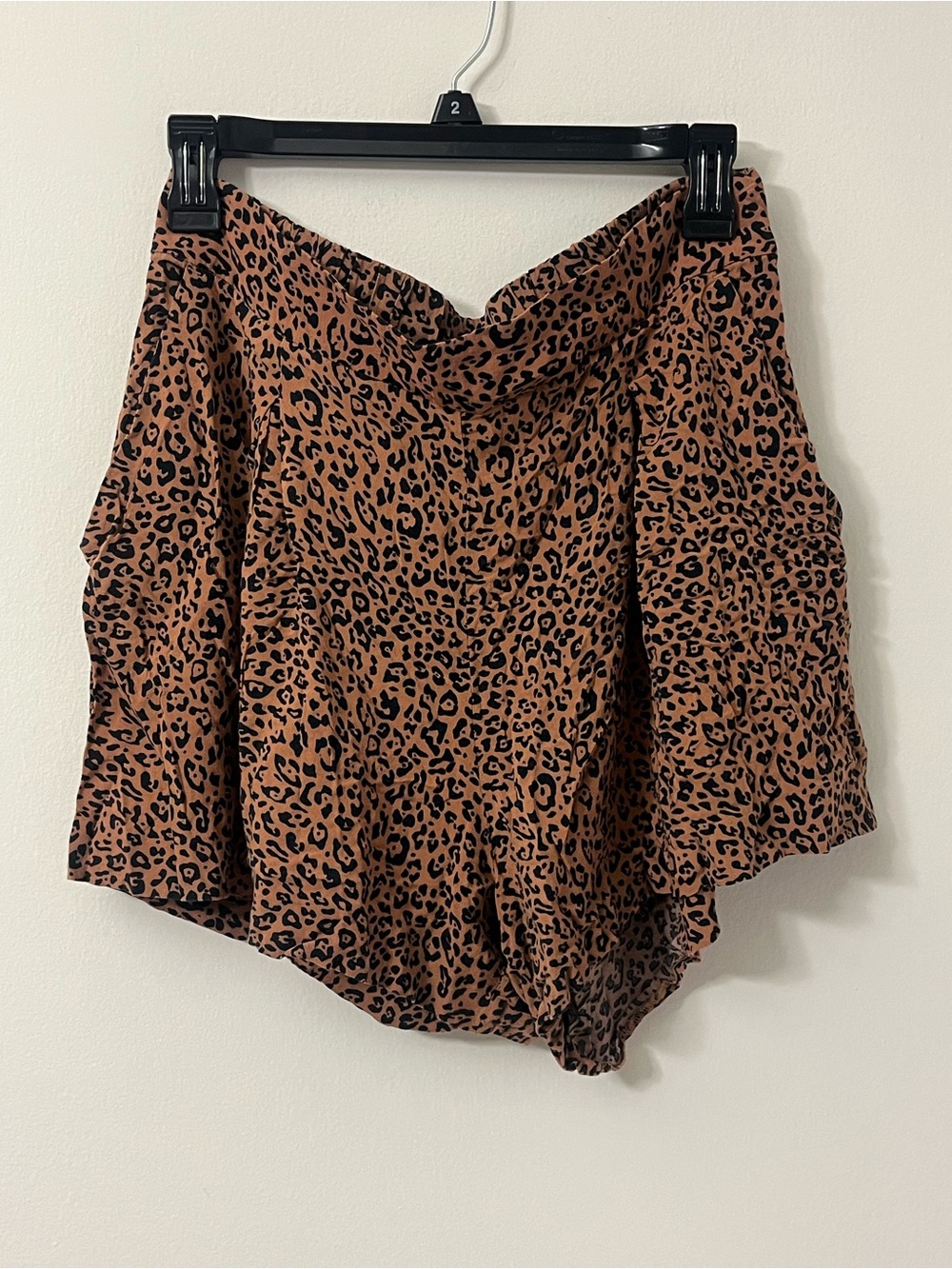 HM Leopard Print High-Waist Shorts - Rust Brown Black Size 12 Large